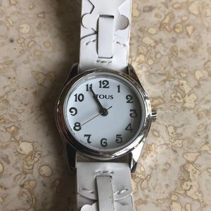 TOUS KIDS Steel Cruise Watch w white leather strap